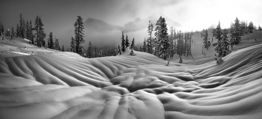 Snoqualmie Mountain with Rain Sculpted Snow Panorama 40x88 Limited Print