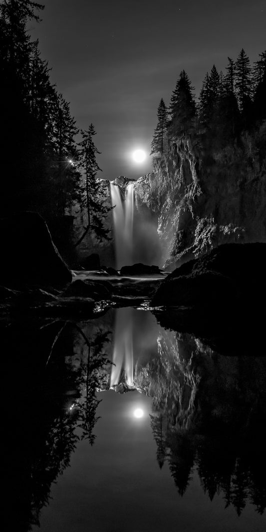 Snoqualmie Falls Moonrise Reflected: 48x24 Limited Print