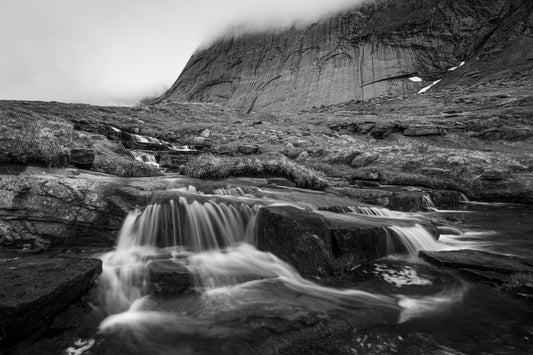 Cascading Stream below Granite Walls of Breidflogtind: 15x20 Limited Print