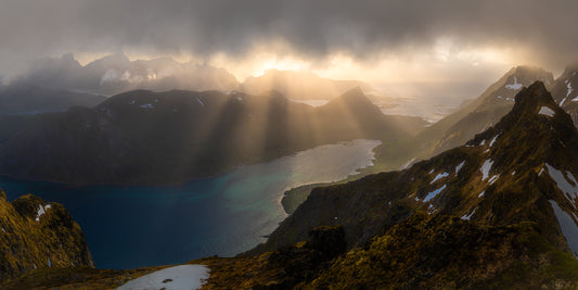 Golden Sunbeams over Skjelforden: 24x48 Limited Print