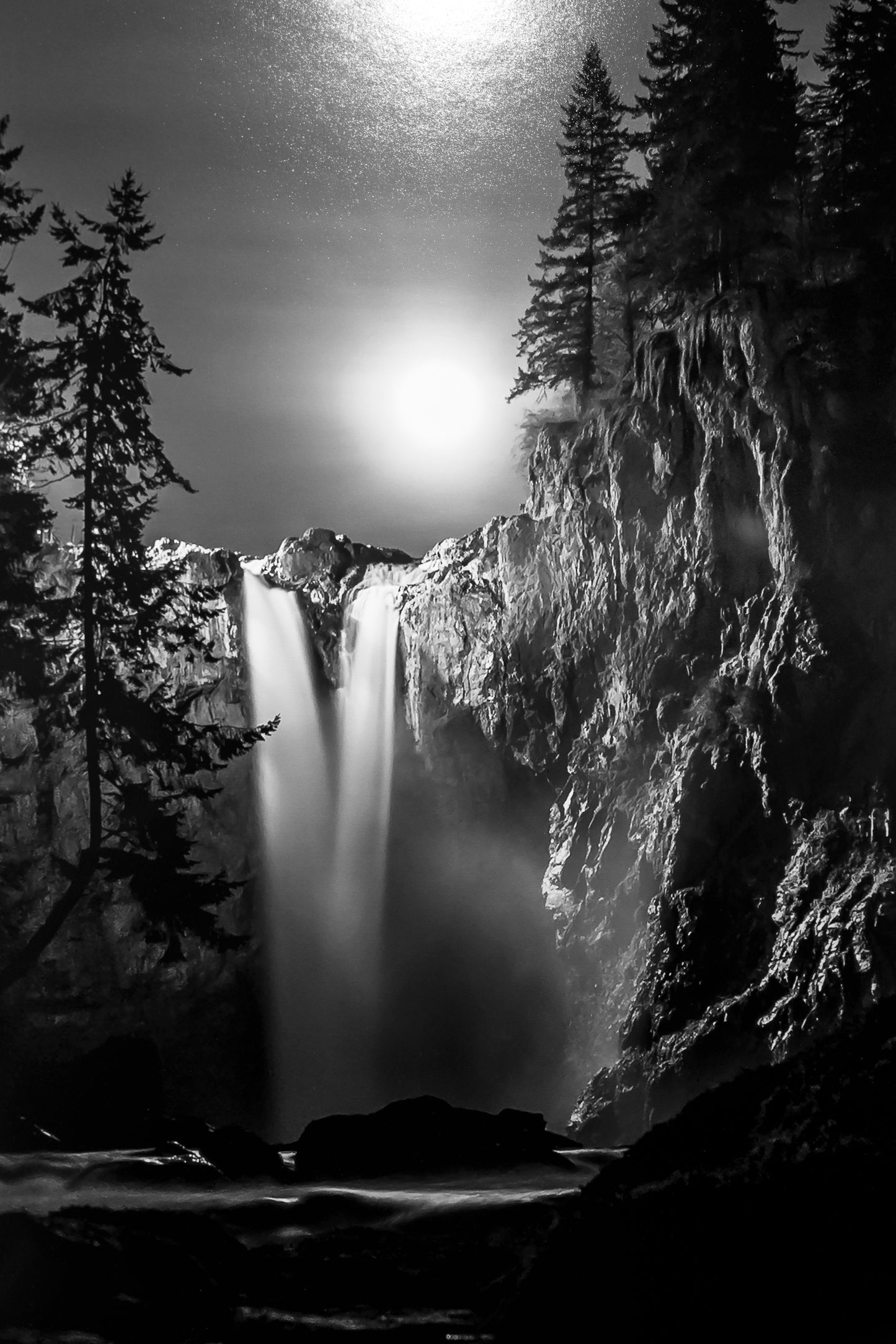 Snoqualmie Falls Moonrise Reflected: 48x24 Limited Print